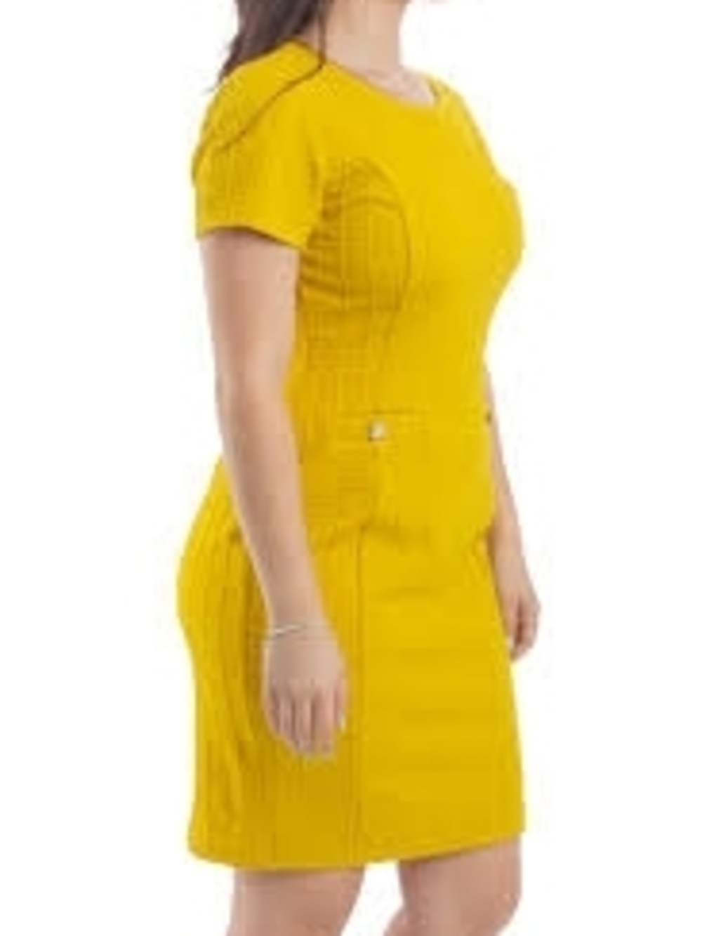 Enfocus Studio Yellow Short Sleeve Mini Sheath Dress